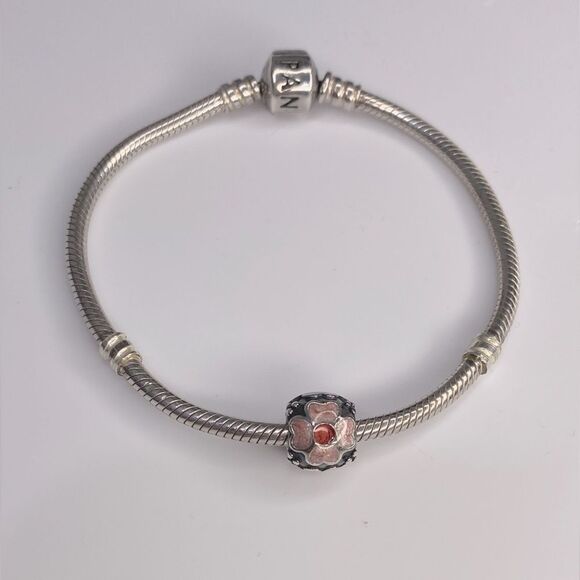 Pandora Sterling Silver Daisy Flower with Red and Pink Enamel Bead - Picture 3 of 13